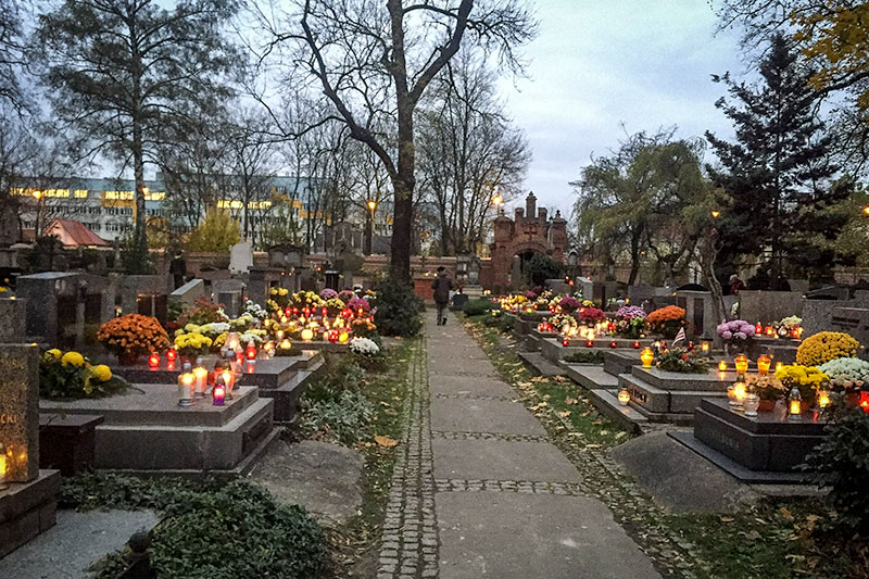All Saints Day in a Krakow cemetary