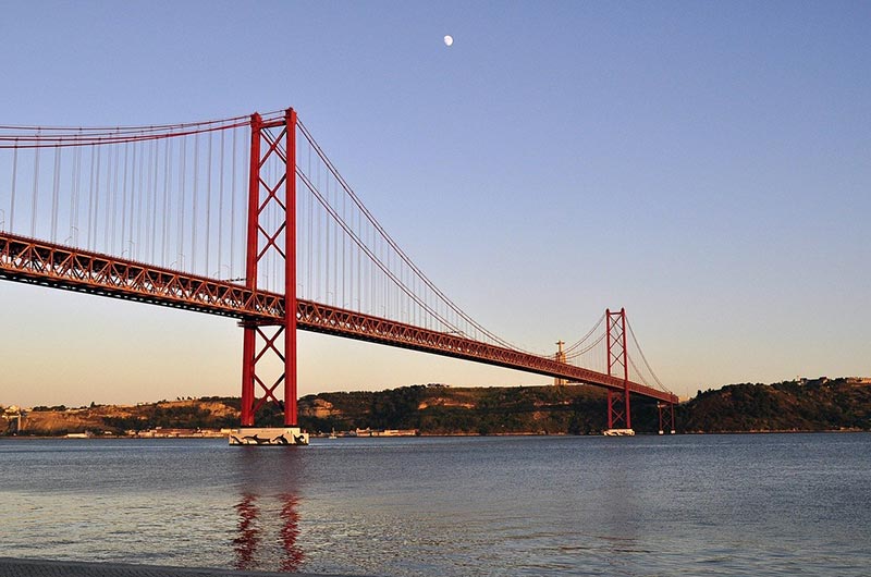 25 de Abril Bridge over River Tagus in Lisbon