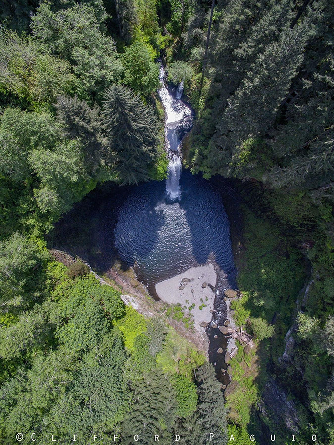 Aerial photograph of Abiqua Falls in Oregon