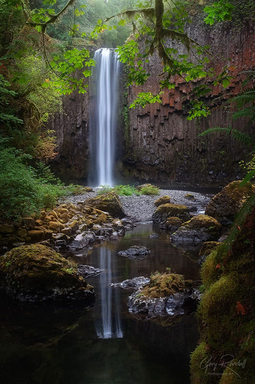 Waterfall reflection at Columbia River Gorge, Pacific Northwest | Photography by Gary Randall