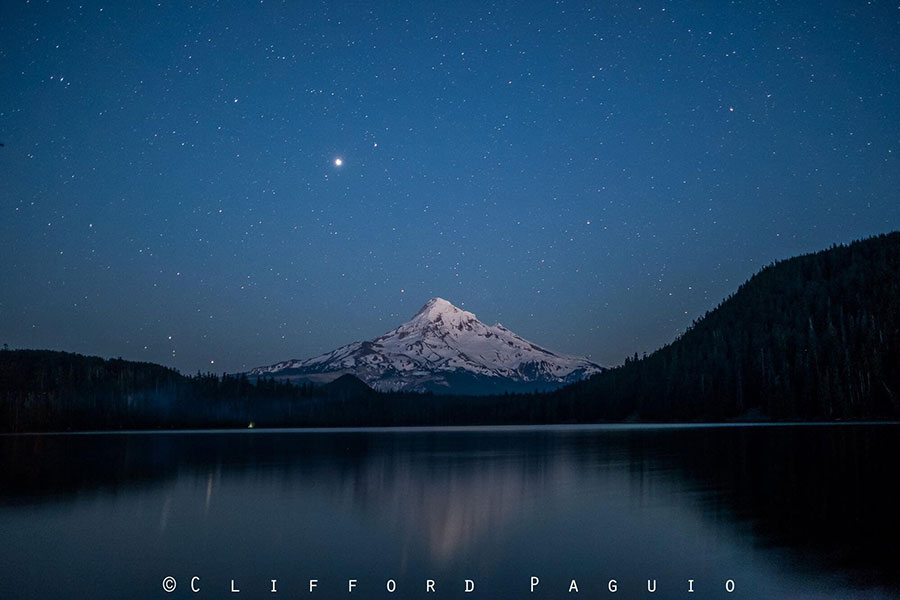 Stars at Lost Lake in Mount hood National Forest