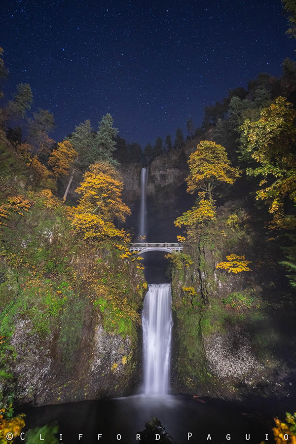 Stars over Multnomah Falls, Oregon